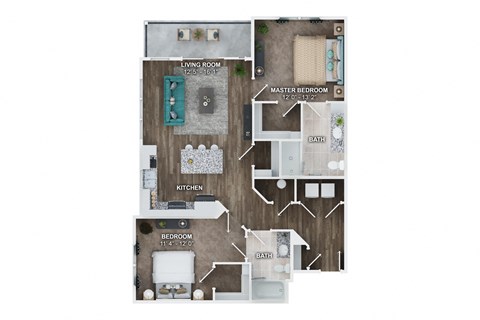 Unit B1B Floor Plan at Fairmont at South Lake, Bowie, 20716